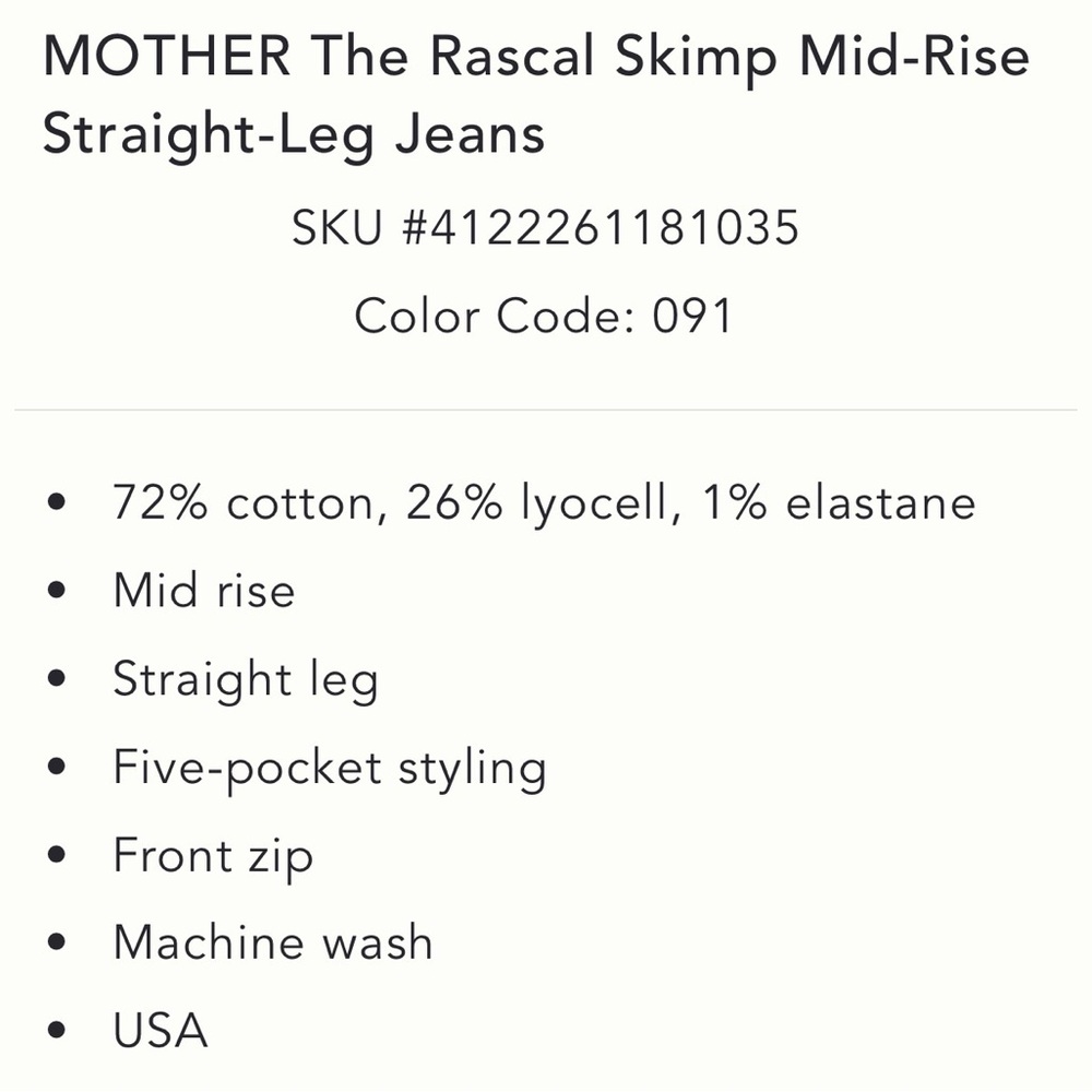 NWT MOTHER Rascal Skimp. Shine On. Size 32 - Picture 7 of 7